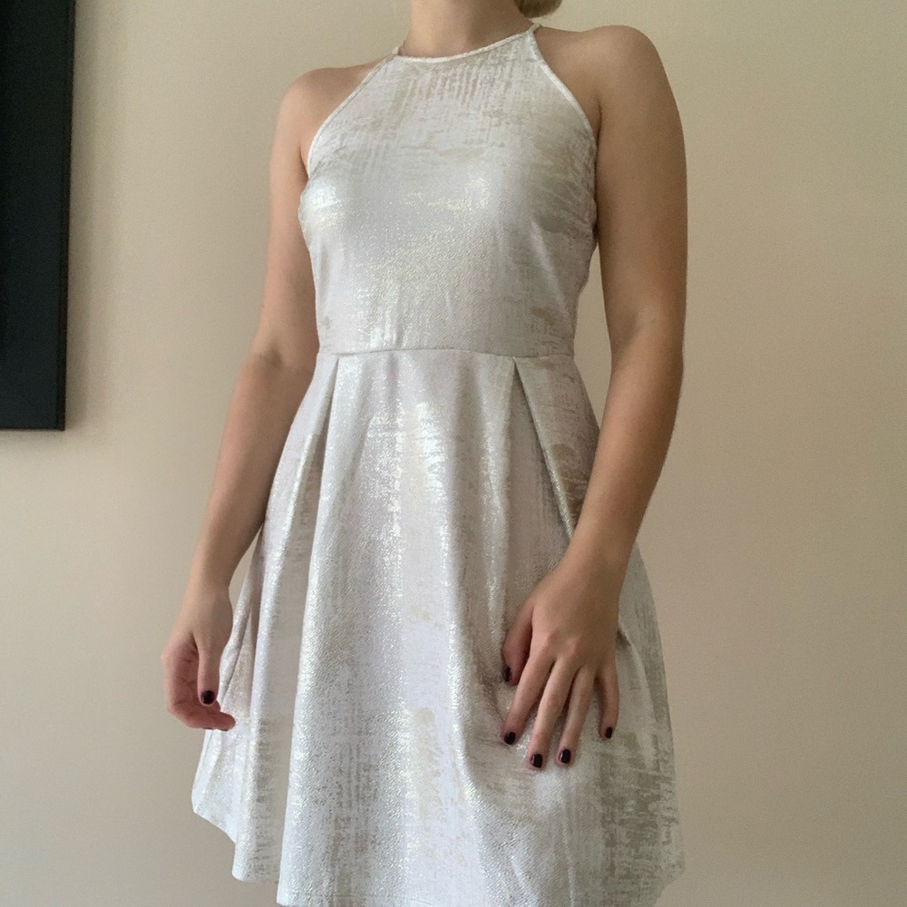 Monteau Gold and White Cocktail Dress